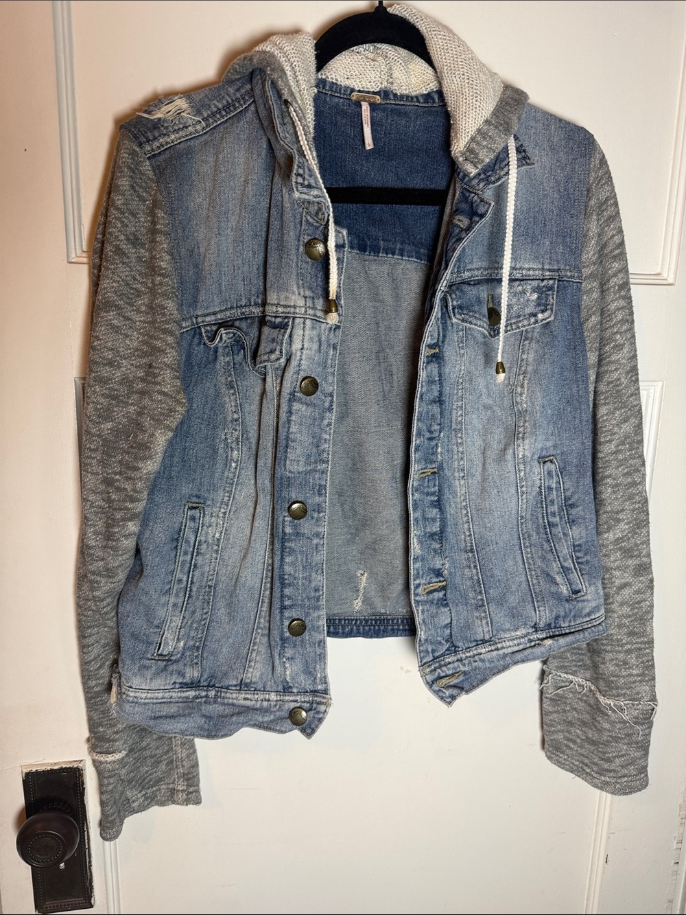 Free People knit hooded denim jacket